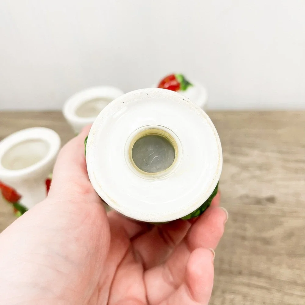 Vintage Ceramic Strawberry Spice Jar Set and Salt and Pepper Shakers